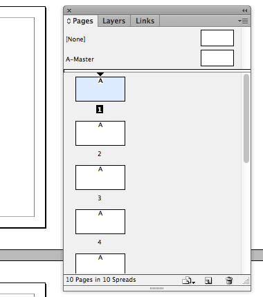 inDesign Pages Panel